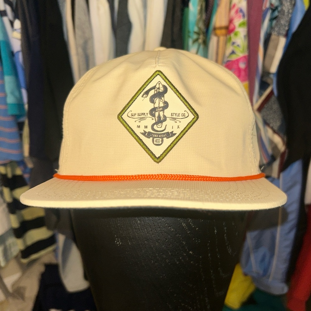 Vintage Bote Surf Boards Beige Trucker Cap with Orange Trim